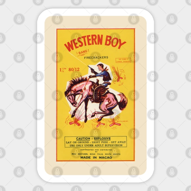 VINTAGE FIRECRACKER WESTERN BOY Sticker by kakeanbacot